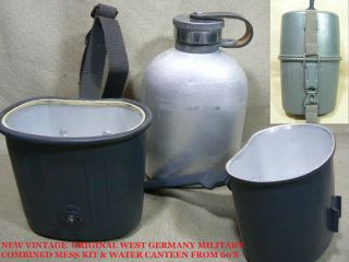 Vtg Stock Post Wwii West German Army Military Mess Kit,  Water Canteen 70 