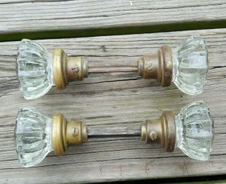 Antique Clear Glass 12 Point Door Knobs 1910 