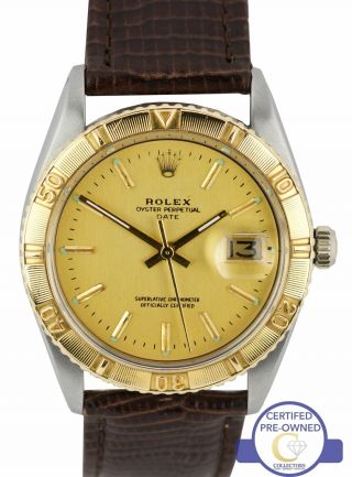 1975 Rolex Datejust 1625 Turn - O - Graph 36mm Steel Gold Thunderbird Date Watch
