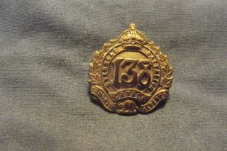 `ww I Cef Brass Collar Badge To The 138th Infantry Battalion Edmonton Alberta