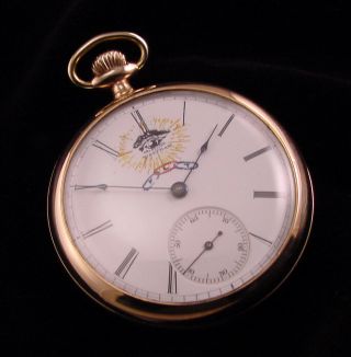 Waltham 16s Riverside Pocket Watch With Rare Odd Fellows Hand Painted Dial L@@k