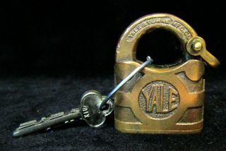 Vintage/antique Yale & Towne Brass Padlock & Keys -