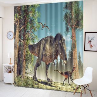 Hot 3D Printing Window Curtains Ancient Forest Dinosaurs Blockout Drapes Fabric 3