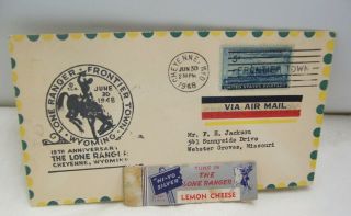 1948 Lone Ranger Frontier Town First Day Cover & 1939 Lone Ranger Cheese Label