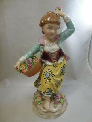 Antique Sitzendorf Figurine Handpainted Girl Alfred Voigt,  Sitzendorf,  Thuringia