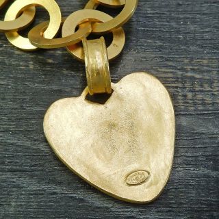 CHANEL Gold Plated CC Logos Heart Charm Vintage Necklace Choker 4576a Rise - on 6