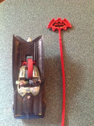 1973 Ahi Azrak - Hamway Batman Batmobile Toy Car Vintage Pull Cord