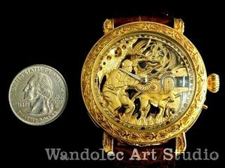GLASHUTTE UNION Vintage Men ' s Wrist Watch Gold Skeleton Mens Wristwatch German 11