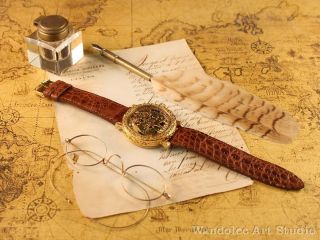 GLASHUTTE UNION Vintage Men ' s Wrist Watch Gold Skeleton Mens Wristwatch German 2