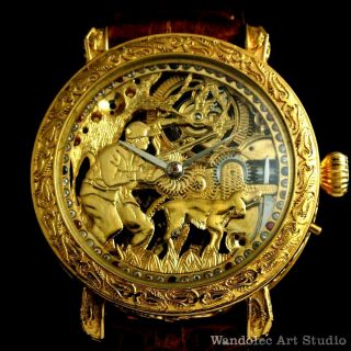 GLASHUTTE UNION Vintage Men ' s Wrist Watch Gold Skeleton Mens Wristwatch German 3