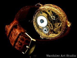 GLASHUTTE UNION Vintage Men ' s Wrist Watch Gold Skeleton Mens Wristwatch German 5