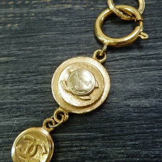 CHANEL Gold Plated CC Logos Coin Charm Vintage Chain Necklace 4573a Rise - on 5