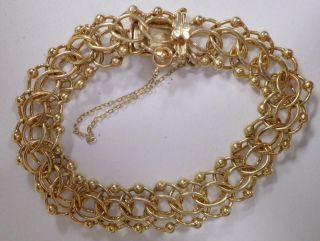 Vintage 1960s 14k Y Gold Charm Bracelet Hallmarked 32.  891 Grams 14.  6mm Wide