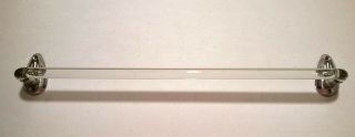 Vintage Clear Bent Glass Towel Bar Rack Rod 18 " With Brackets