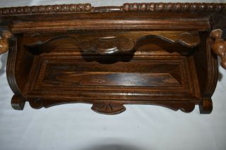 Antique Ornate Victorian Oak Wall Shelf Plate Rack with Finials 3