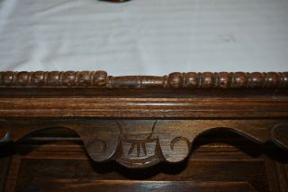 Antique Ornate Victorian Oak Wall Shelf Plate Rack with Finials 4