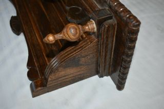 Antique Ornate Victorian Oak Wall Shelf Plate Rack with Finials 5
