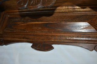 Antique Ornate Victorian Oak Wall Shelf Plate Rack with Finials 8