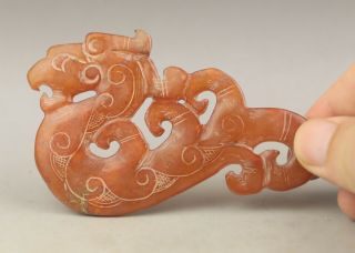 Old Chinese Natural Jade Hand - Carved Statue Dragon Pendant