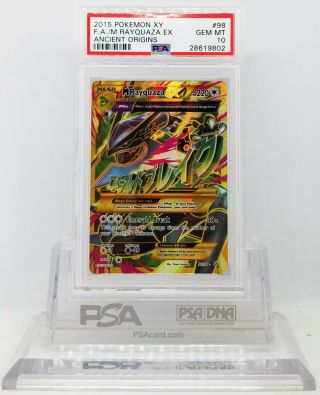 Pokemon Ancient Origins M/mega Rayquaza Ex 98 Full Art Holo Psa 10 Gem