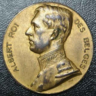 1913 Albert Roi Des Belges Medal - Wwi Belgium Military Officer - Union Medal