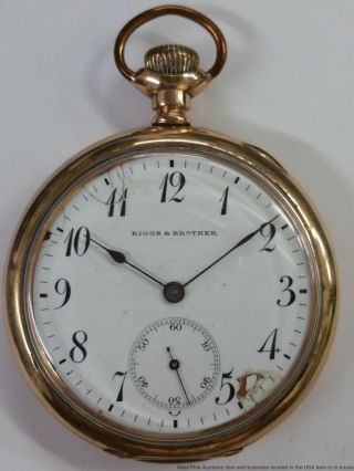 Vintage Riggs & Brother Philadelphia Open Face Pocket Watch To Fix 1249259