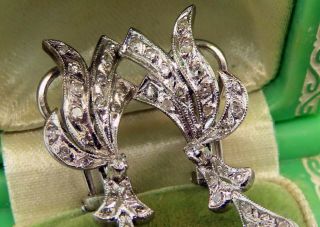Vintage palladium ART DECO ANTIQUE SAPPHIRE DIAMOND DANGLING CHANDELIER earrings 5