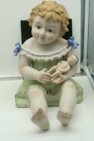 Vintage Victorian Piano Baby 11.  5 " Antique Bisque Porcelain Doll Early 1900s