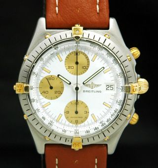 Breitling Navitimer Chronomat Chronograph Mens Watch 18k/ss 17j Vtg Rare 81950