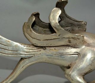 Collectable Antique Tibet Silver Hand Carve Myth Phenix Moral Bring Luck Statue 5