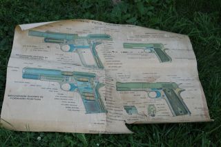 Early Vintage Military M1911 45 Cal.  Pistol Color Poster - Chief Of Ordinance Dc