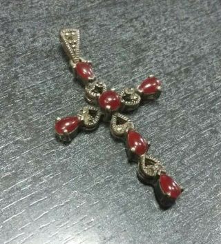Very old vintage mystic silver cross for ancient ritual with precious stones 3