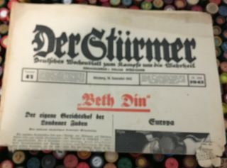 2 X Ww 2 Wwii German Newspaper Der Sturmer Complete ? Judaica Jewish