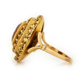 Antique Vintage Nouveau 18k 22k Yellow Gold Etruscan Citrine Wedding Ring Sz 8 5