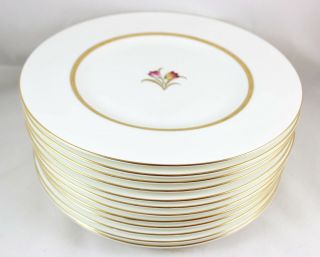 Vintage Set (s) 6 Bread Plates Minton China England Dover H4876 Pink Flowers Gold