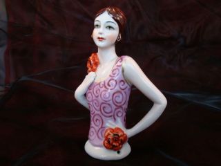 Half Doll Figurine Mata Hari Sexy Flowers Half Doll Pincushion Arms Away Art Dec