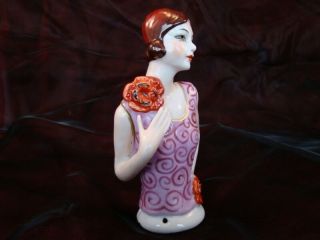 Half doll Figurine Mata Hari Sexy Flowers Half Doll Pincushion Arms Away Art Dec 4