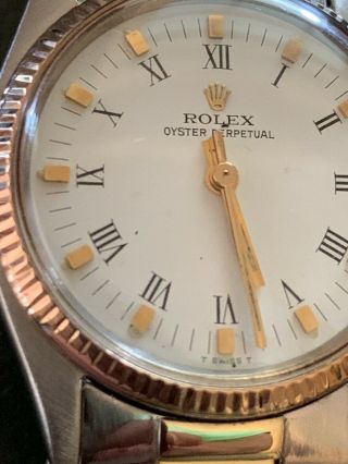 VINTAGE MEN ' S MIDSIZED ROLEX STAINLESS & GOLD WATCH 5