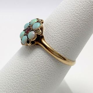 Victorian Ostby Barton Opal Ruby 10k Gold Ring (4343) 3