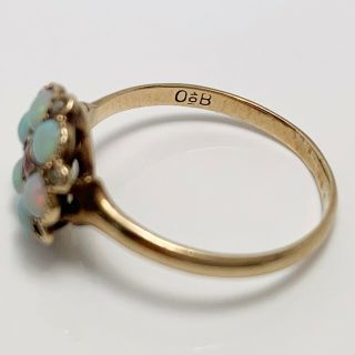 Victorian Ostby Barton Opal Ruby 10k Gold Ring (4343) 4