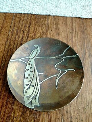 Heintz Sterling Silver On Bronze Tray/dish Stamped Sterling On Bronze Pat.  1912