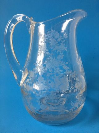 Tiffin Franciscan Etched Glass Pitcher Cherokee Rose