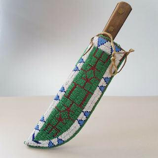 Antique Northern Plains (Montana?) Beaded Knife Sheath,  ca.  1880s - 1890s. 2