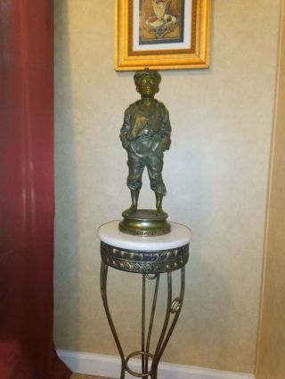 Le Siffleur " Whistler " Antique Boy 16 " Tall Bronze Statue