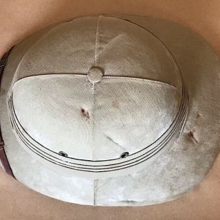 Antique WW1 - 2 Pith Helmet British Cork Canvas Leather Chinstrap Size 7 4
