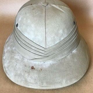 Antique WW1 - 2 Pith Helmet British Cork Canvas Leather Chinstrap Size 7 6
