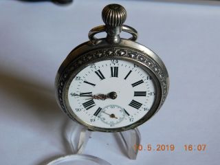 Antique Berthoud Cylindre 10 Rubies Silver Swiss Pocket Watch