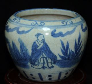 China Old Blue And White Porcelain Hand Painted Ancients Brush Pots B01