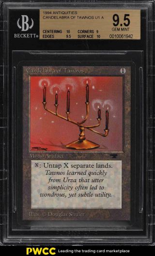 1994 Magic The Gathering Antiquities Candelabra Of Tawnos U1 A Bgs 9.  5 (pwcc)