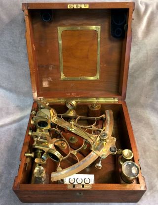 1882 Heath & Co Ltd Crayford London Hezzanith M461 Brass Sextant In Case